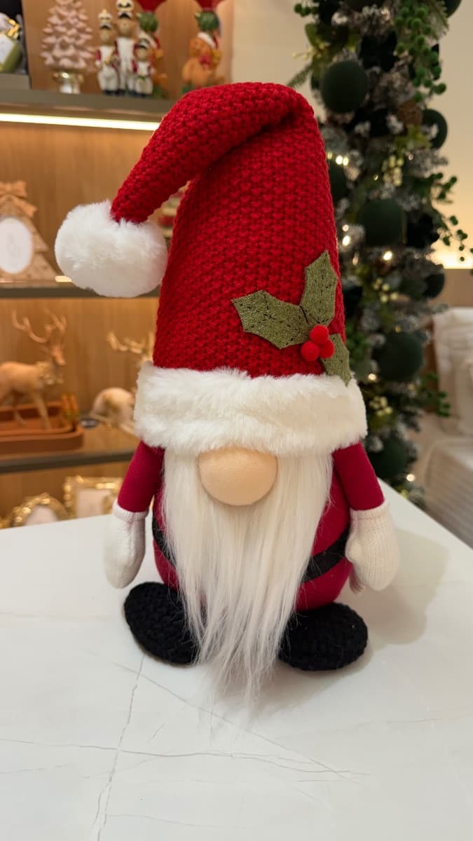 Gnomo Natalino Decorativo com Gorro Vermelho – 52 cm