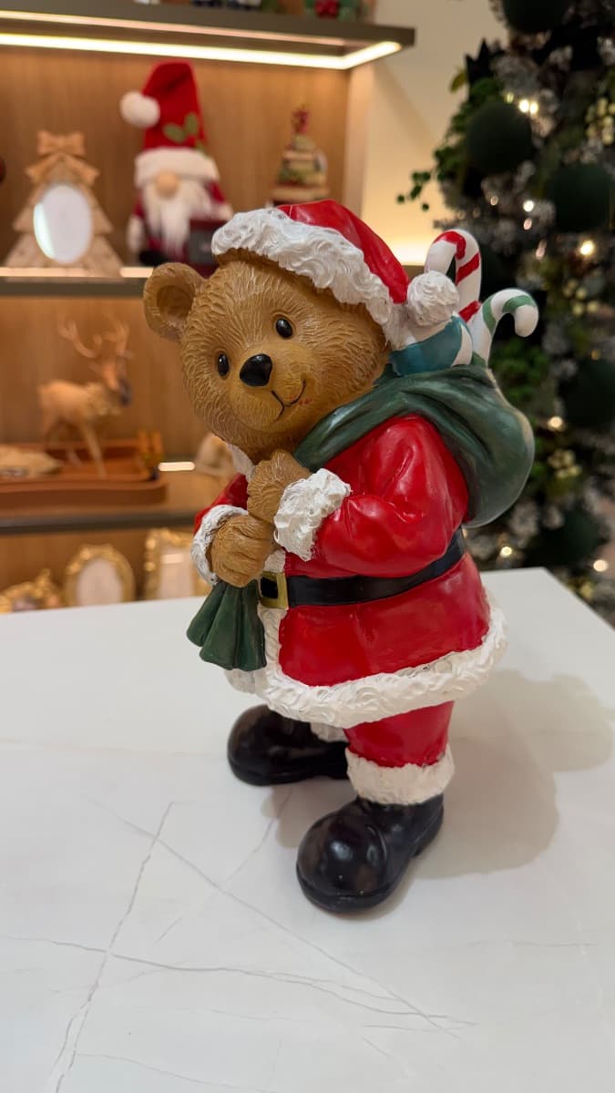 Urso Decorativo Natalino com Saco de Presentes