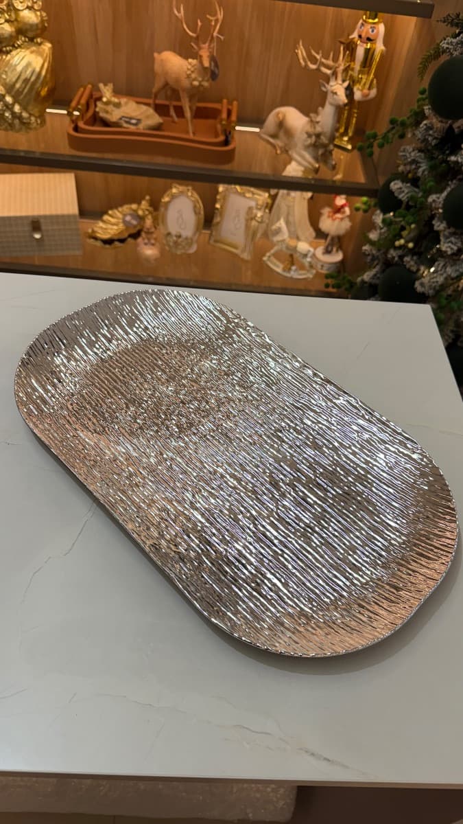 Bandeja Decorativa Prata – 43x 25cm