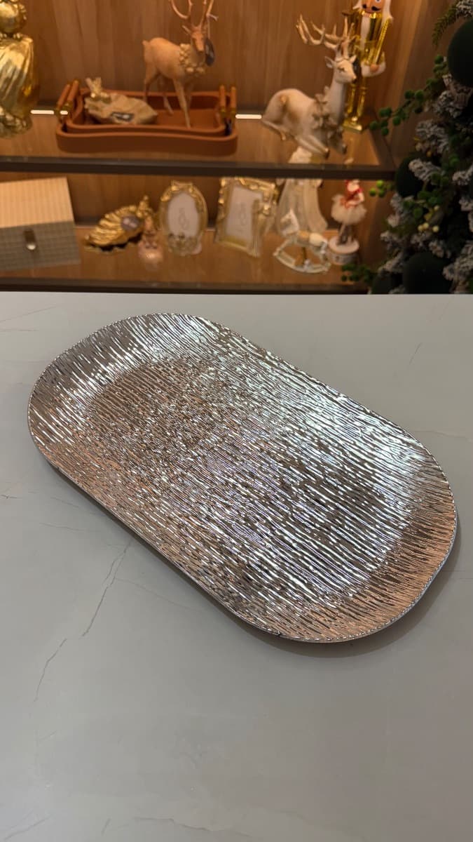 Bandeja Decorativa Prata – 35 x 20 cm