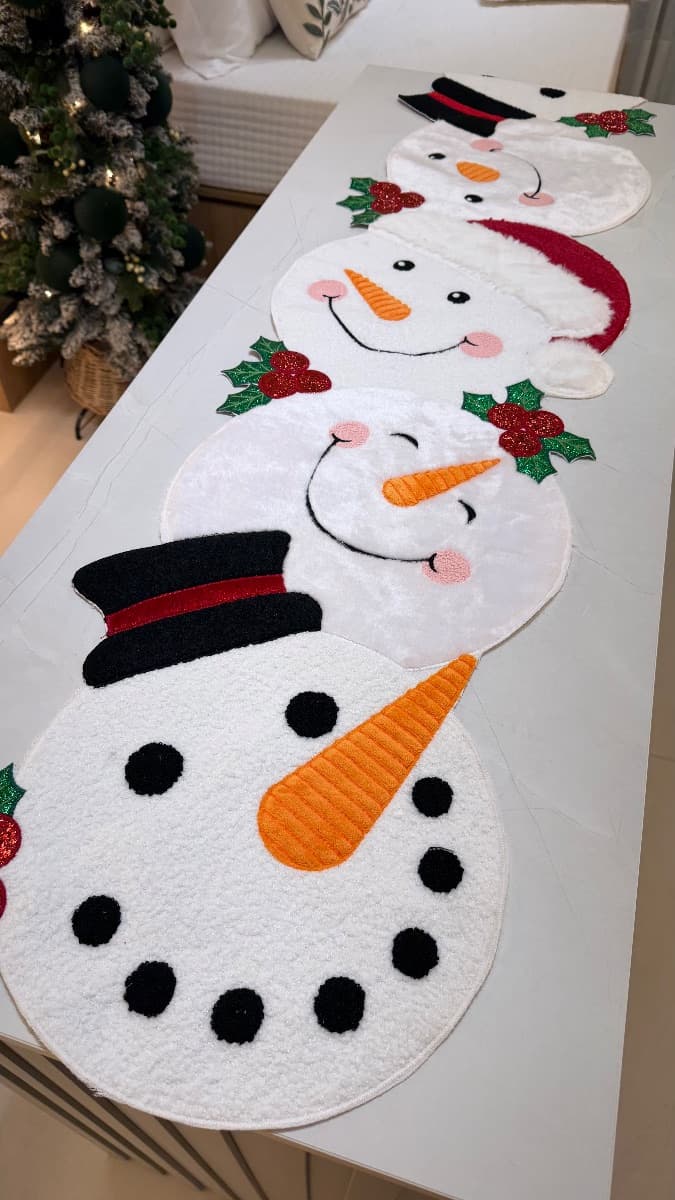 Caminho de Mesa Natalino - Boneco de Neve