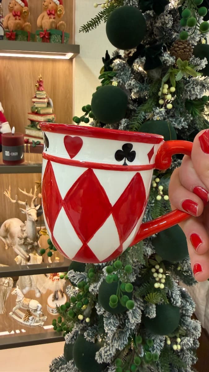 Caneca Natalina Estilo Cartas de Baralho
