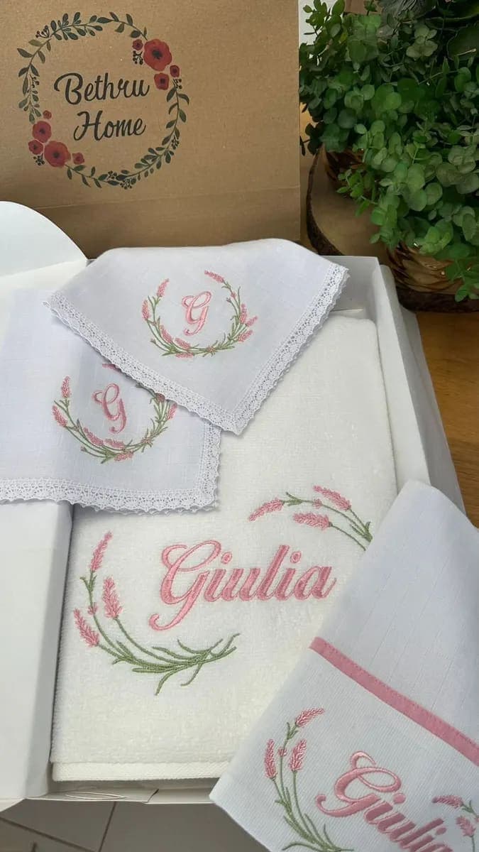 Kit Toalha Banho, Fralda de Boca e Fraldinhas - Lavanda Rosa