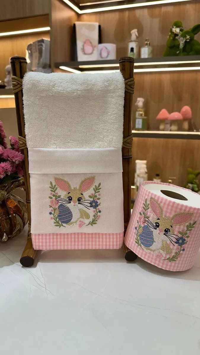 Toalha Lavabo e Porta Papel Higiênico - Rabbit