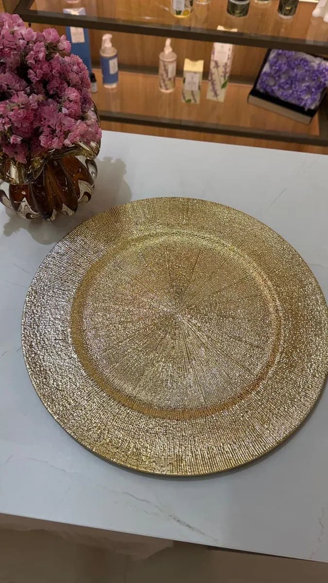 Sousplat Texturizado Dourado - 33cm
