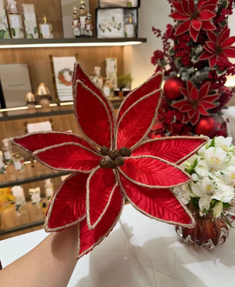 Poinsétia Decorativa de Natal - 32cm