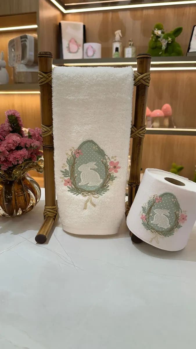 Toalha Lavabo e Porta Papel H - Ovo Verde