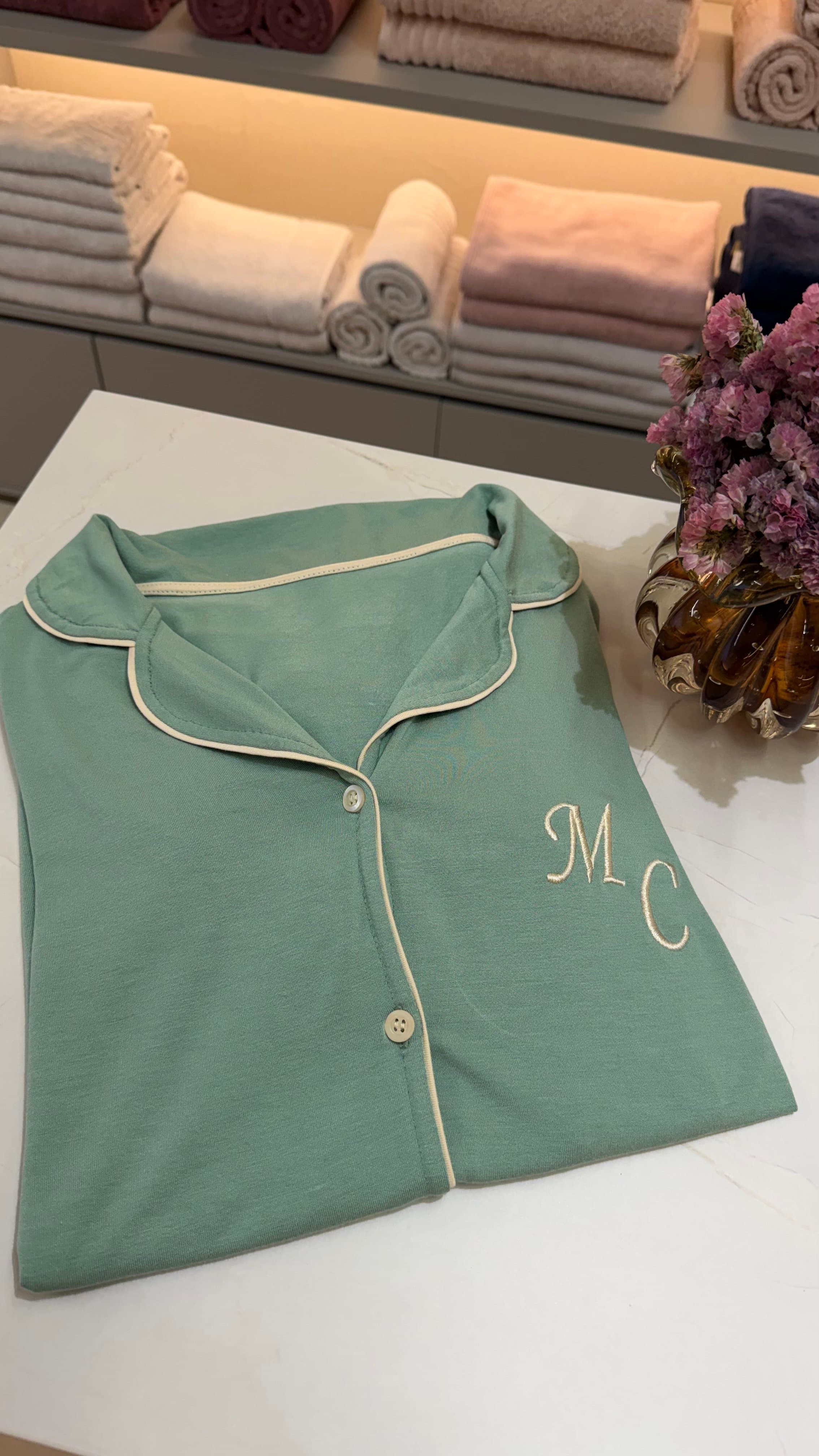 Pijama Americano Curto - Verde Pistache — imagem 1