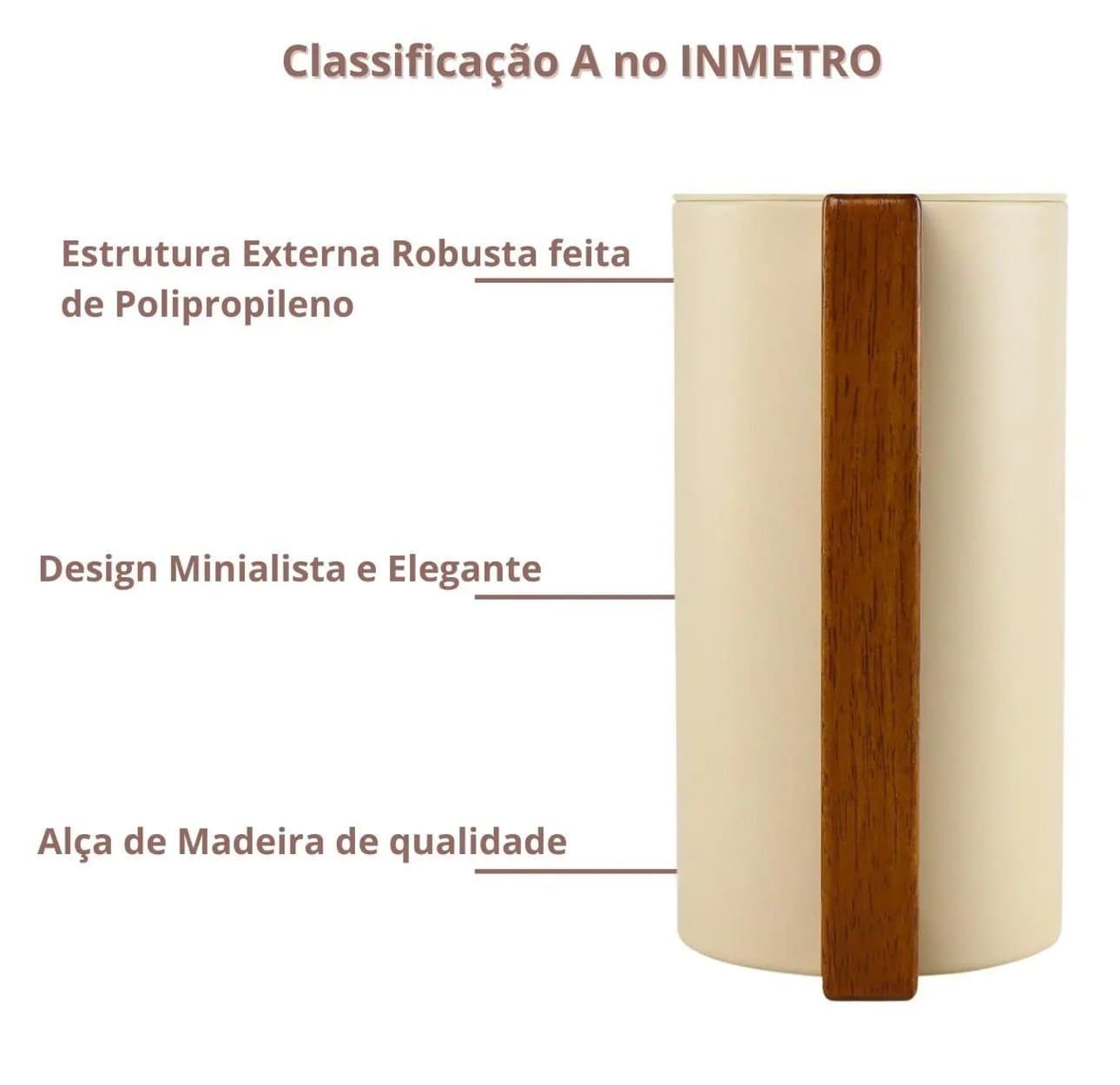 Garrafa Térmica 600ml Inox Cabo Madeira - Bege — imagem 6