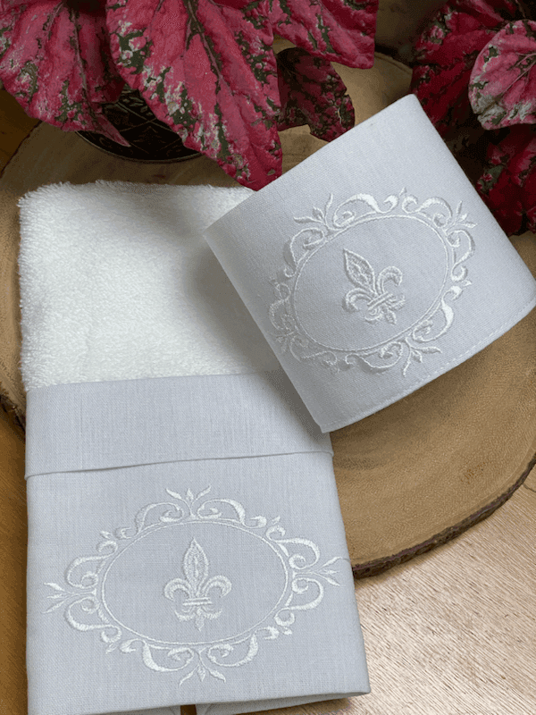 Toalha Lavabo e Porta Papel H Flor de Lis