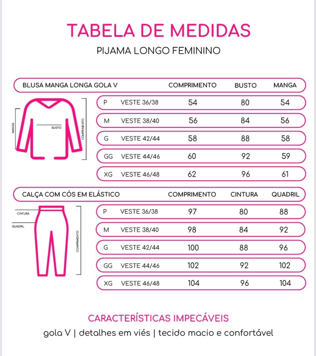 Pijama Longo Gola V - Xadrez Rosa — imagem 2