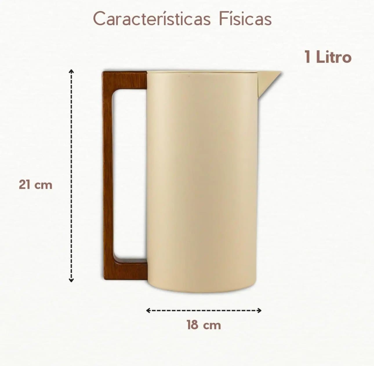 Garrafa Térmica 1 Litro Inox Cabo Madeira - Bege — imagem 5