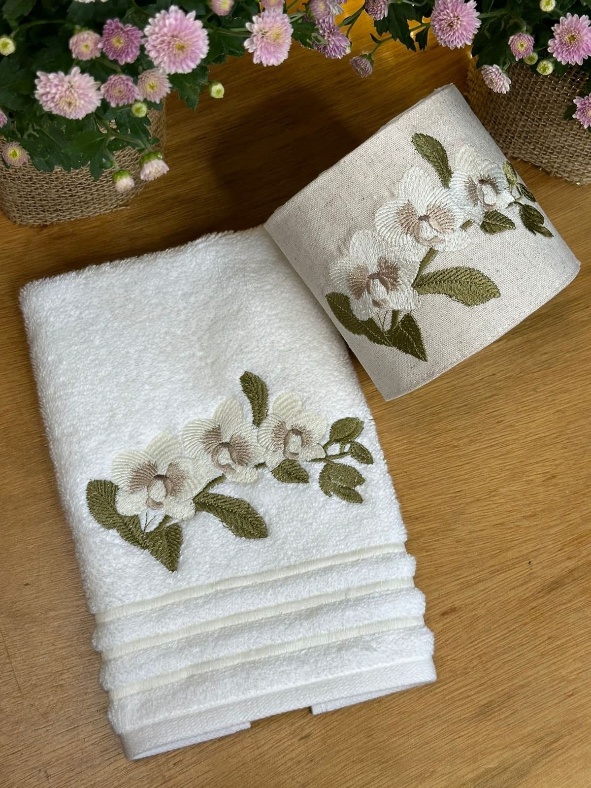 Toalha Lavabo e Porta Papel H - Orquídea