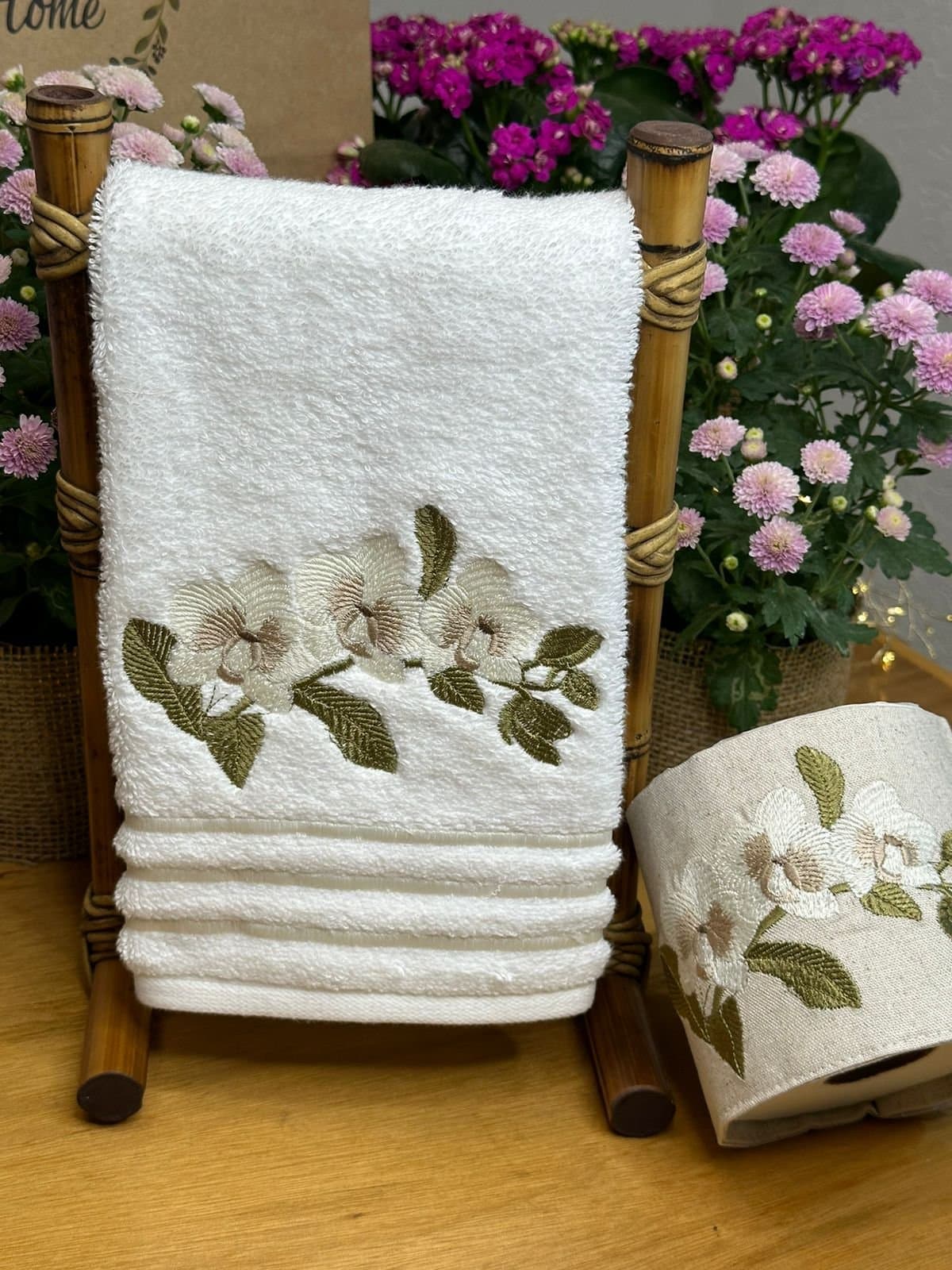 Toalha Lavabo e Porta Papel H - Orquídea — imagem 2
