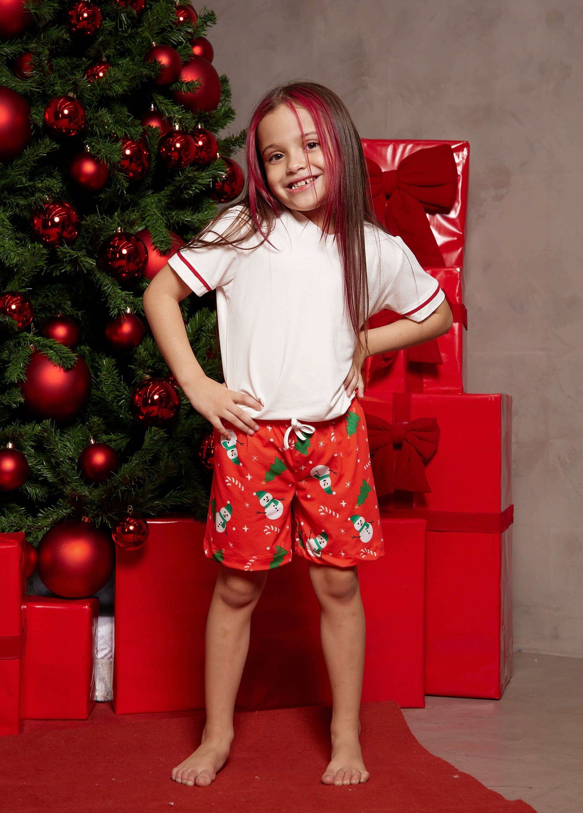 Pijama Infantil Feminino Curto - Boneco de Neve