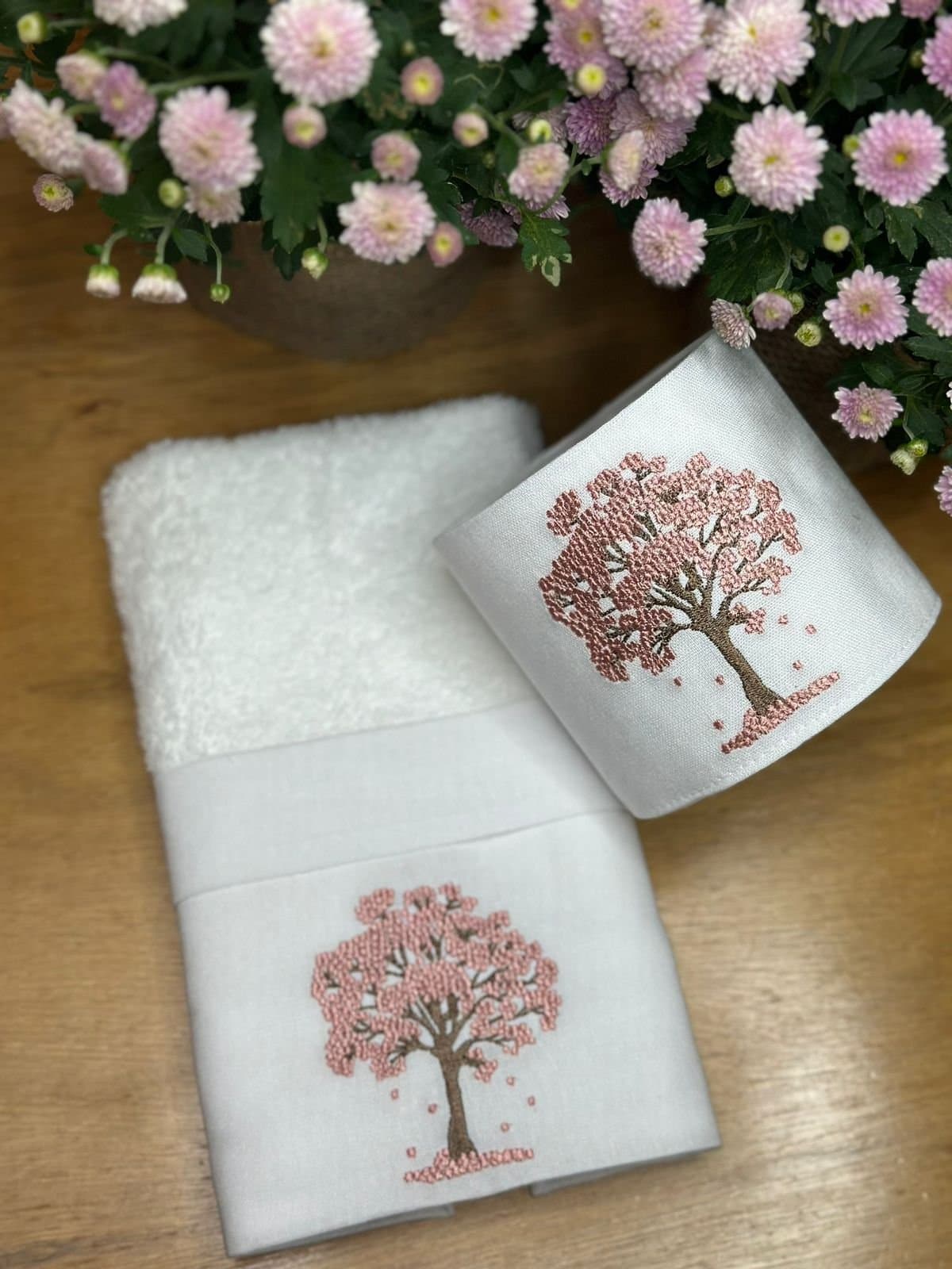 Toalha Lavabo e Porta Papel Higiênico - Ipê Rosê